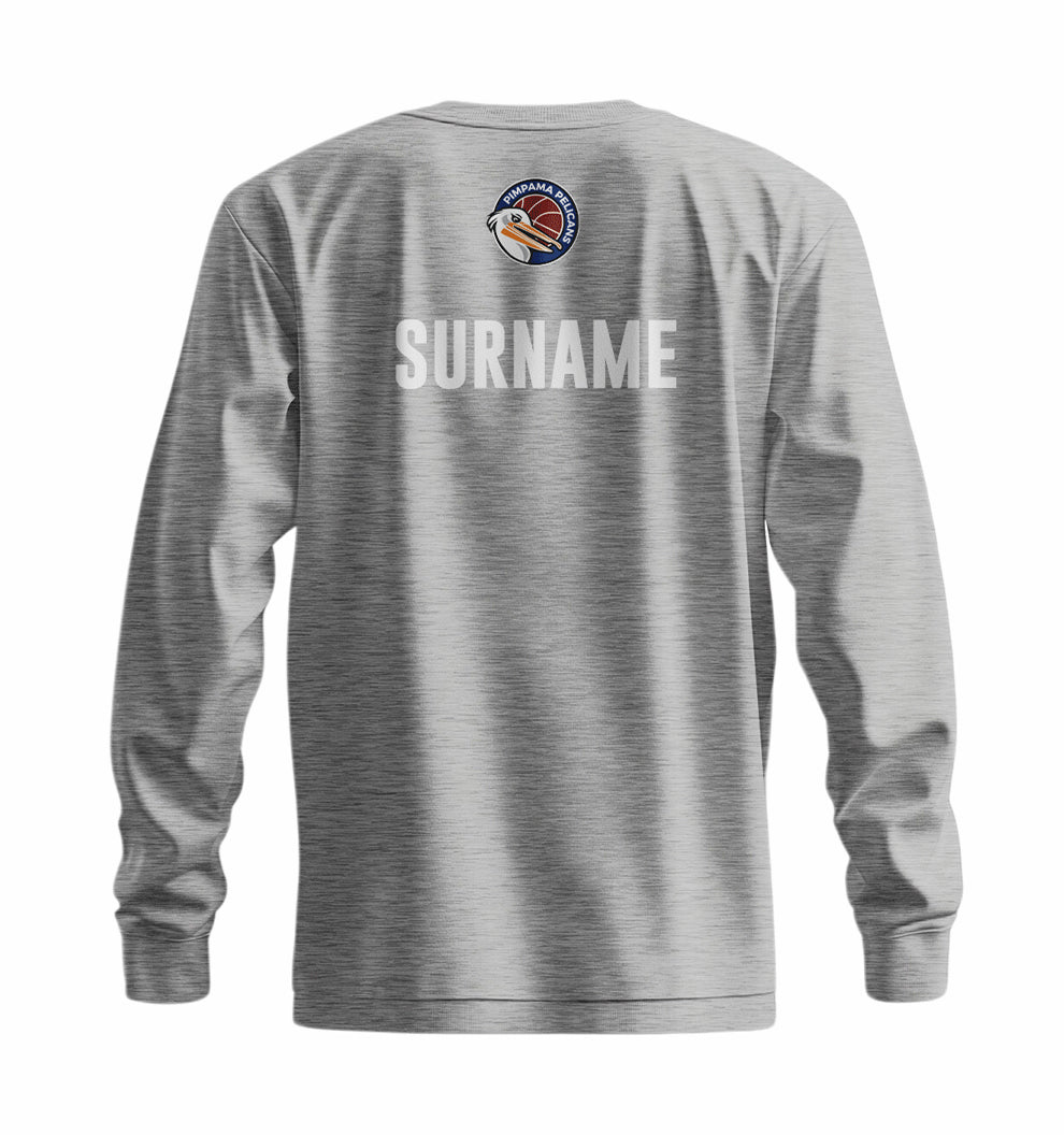 Pimpama Pelicans Statement Long Sleeve T-shirt - Grey Marle