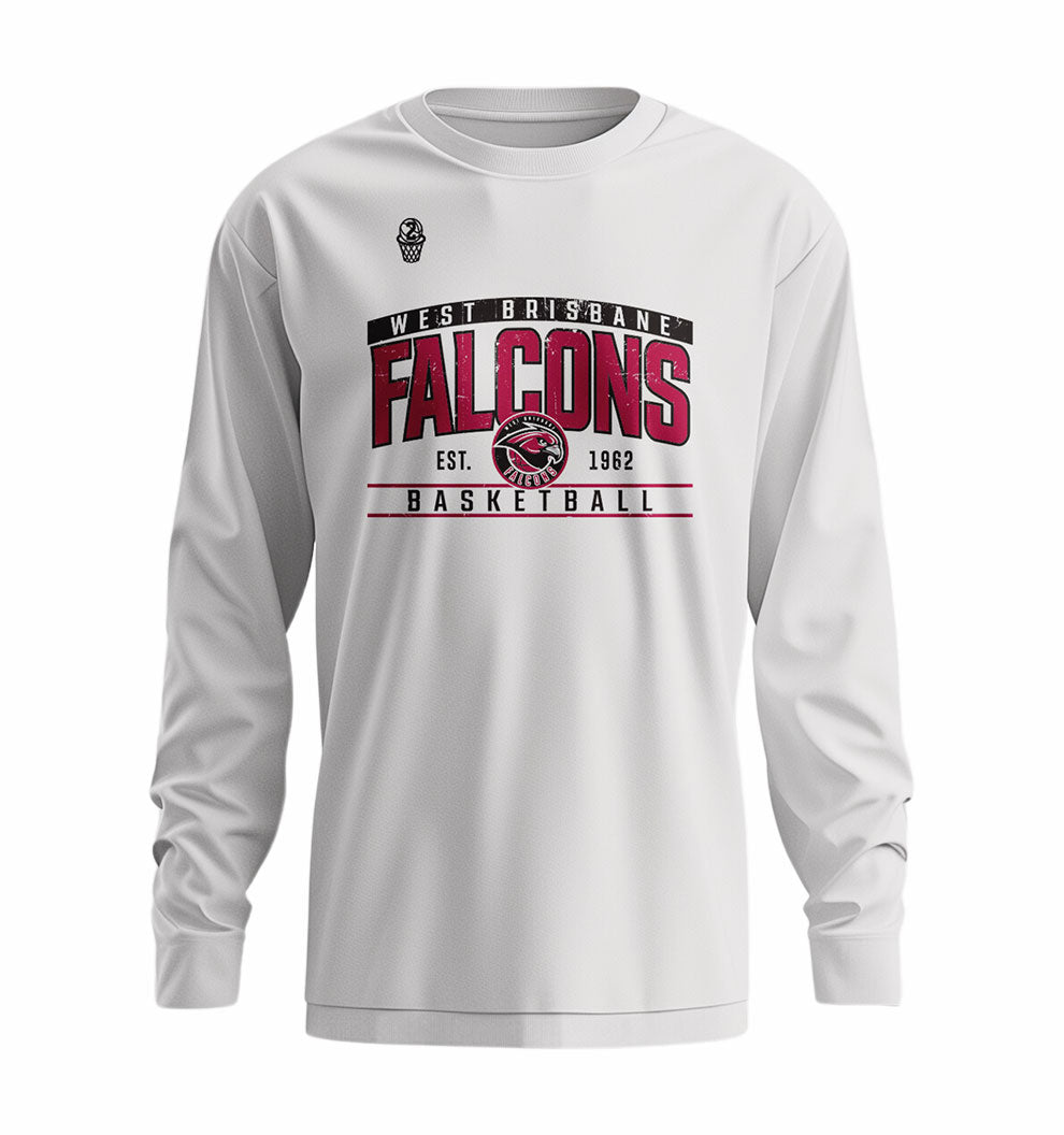 West Brisbane Falcons Courtside Long Sleeve T-shirt - White