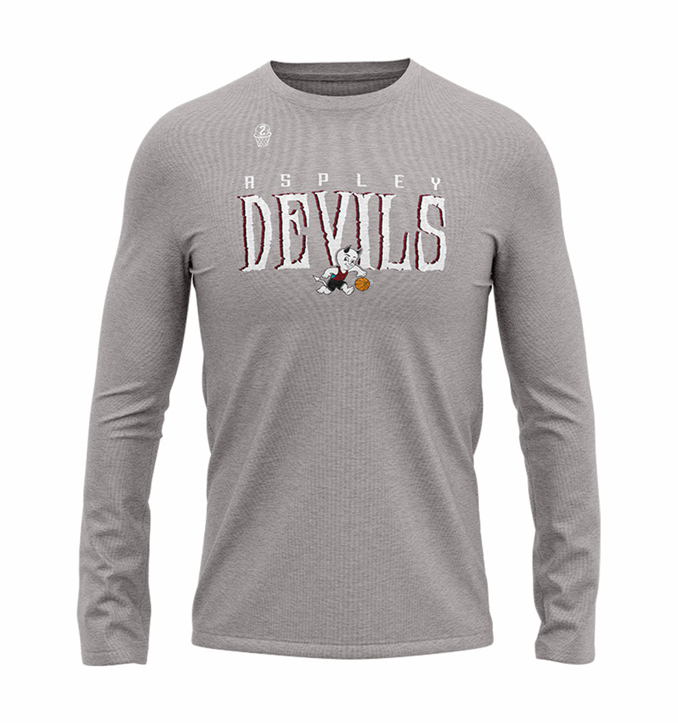 Aspley Devils Long Sleeve T-shirt - Grey Marle