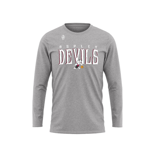 Aspley Devils Long Sleeve T-shirt - Grey Marle