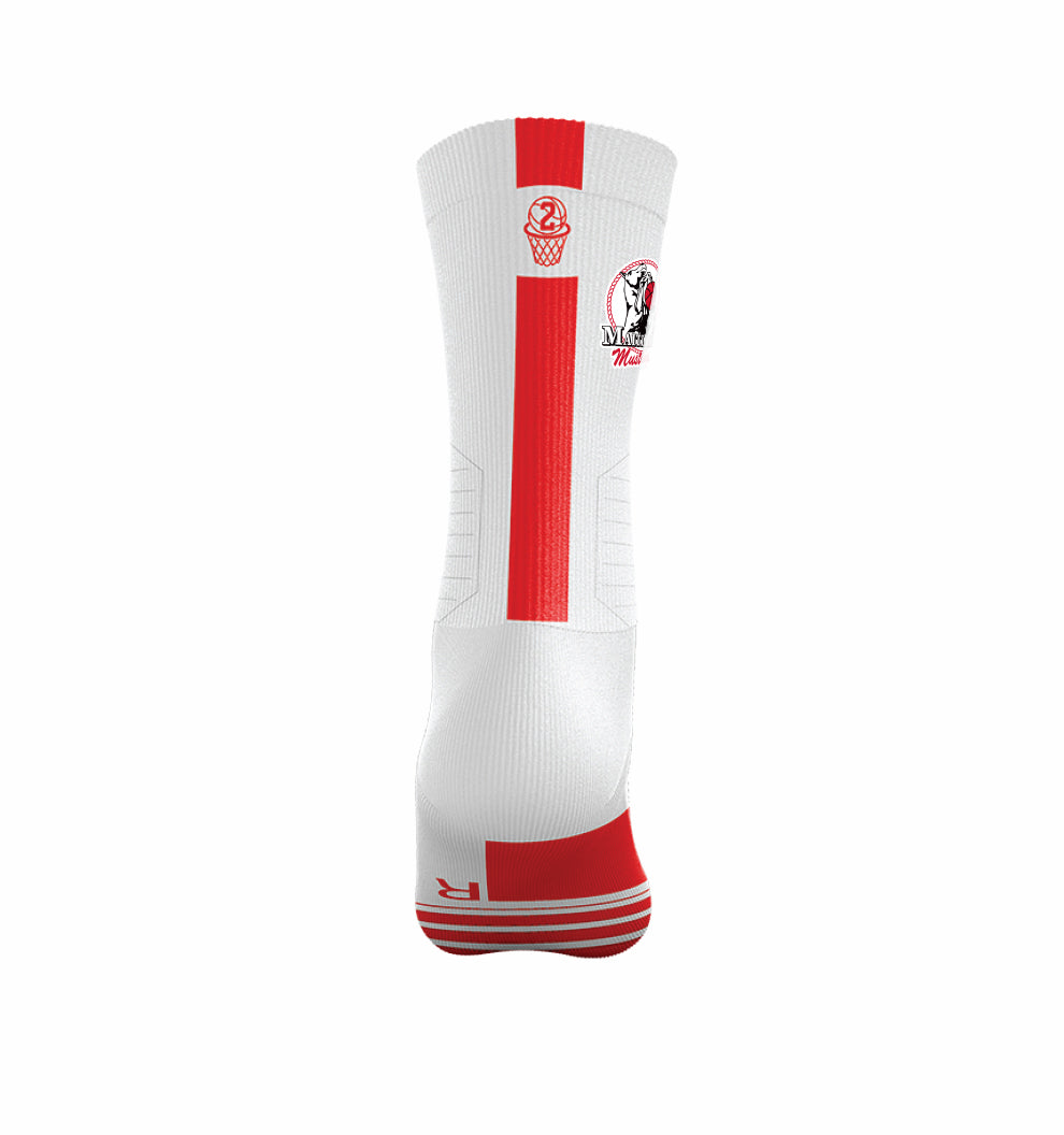 Maitland Mustangs Performance Socks - WHITE/RED