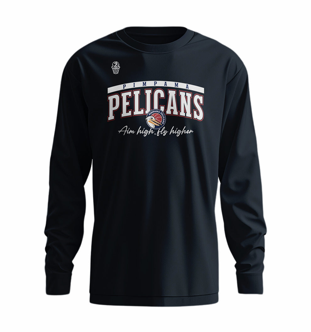 Pimpama Pelicans Long Sleeve Fly High T-shirt - Navy