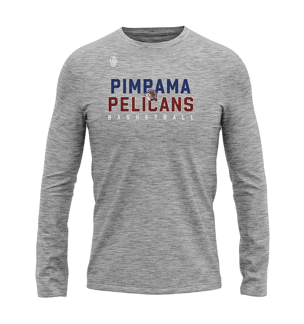 Pimpama Pelicans Statement Long Sleeve T-shirt - Grey Marle