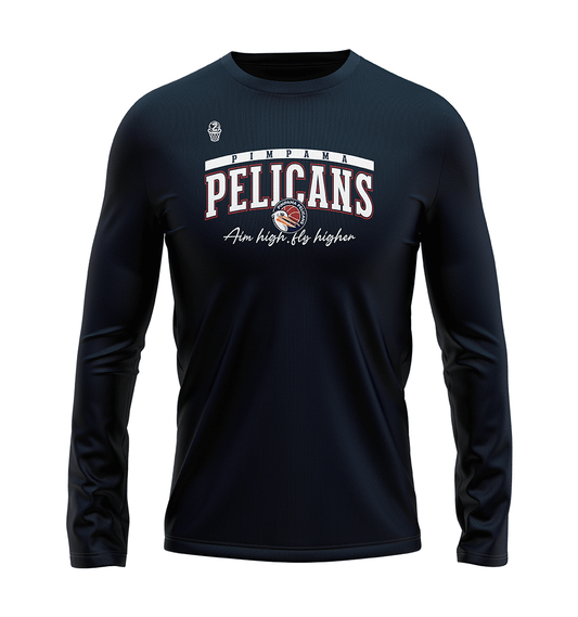 Pimpama Pelicans Long Sleeve Fly High T-shirt - Navy